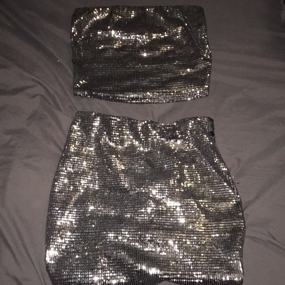 Silver sequined Two piece